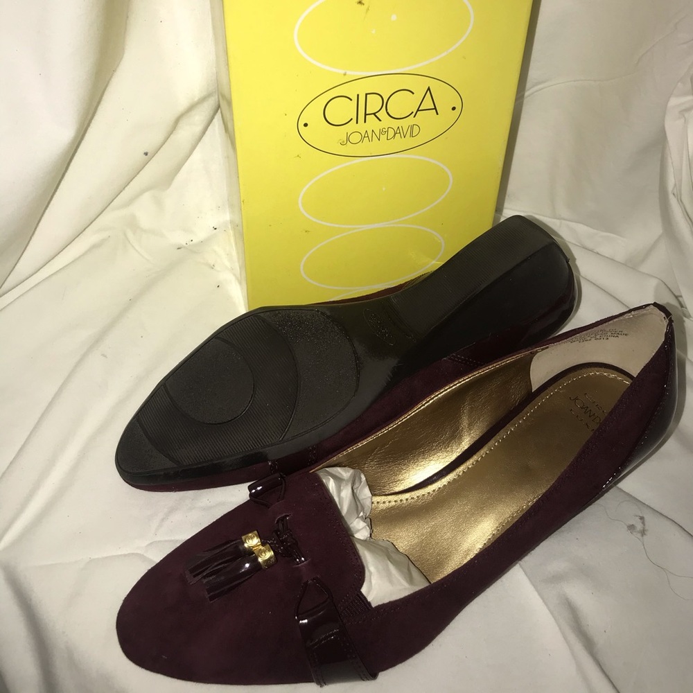 Burgundy Joan & David wedges.